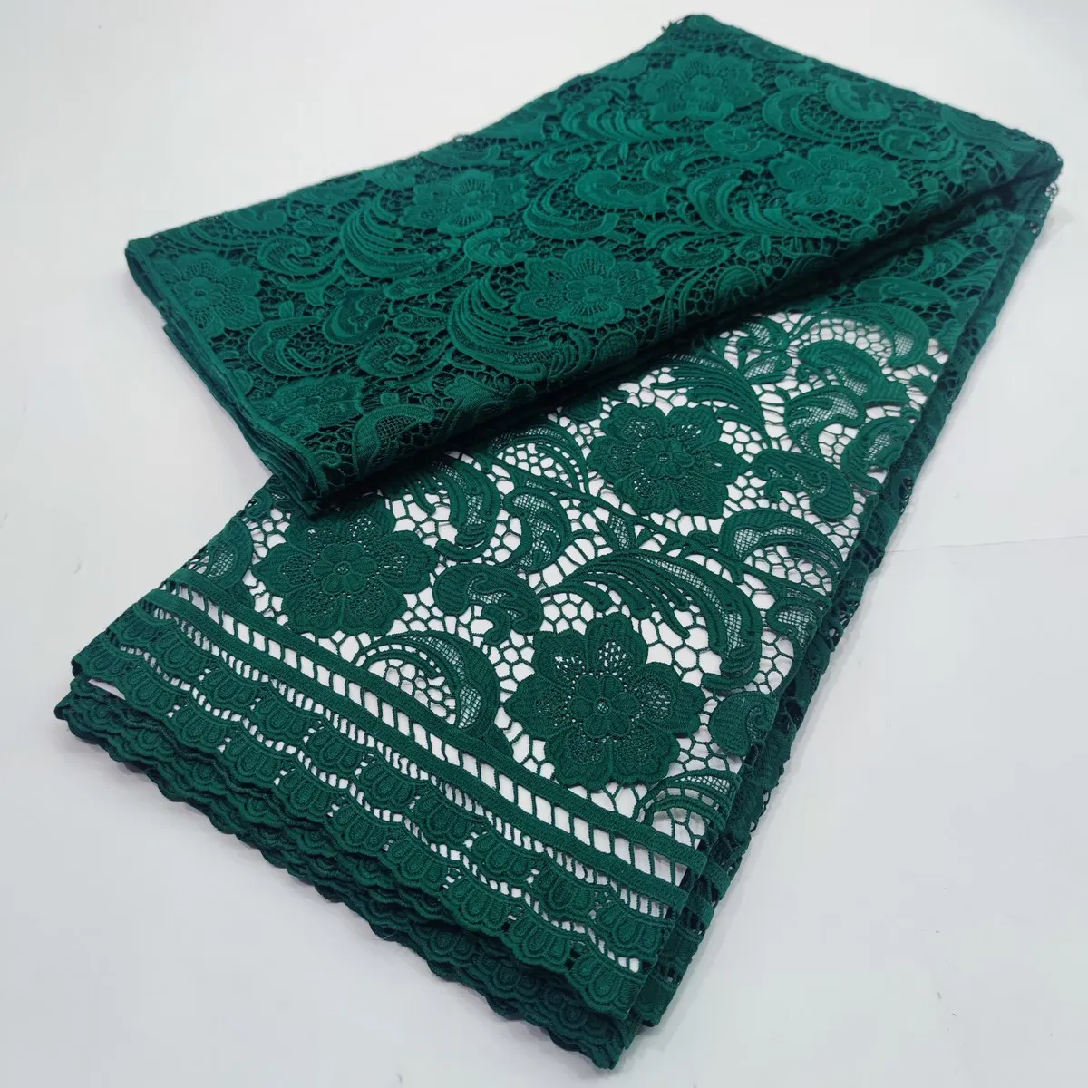 

Green African Water Soluble Lace Fabric French Milk Silk Lace Fabic Nigerian Guipure Cord Lace Fabric Swiss Voile Lace PYY2221