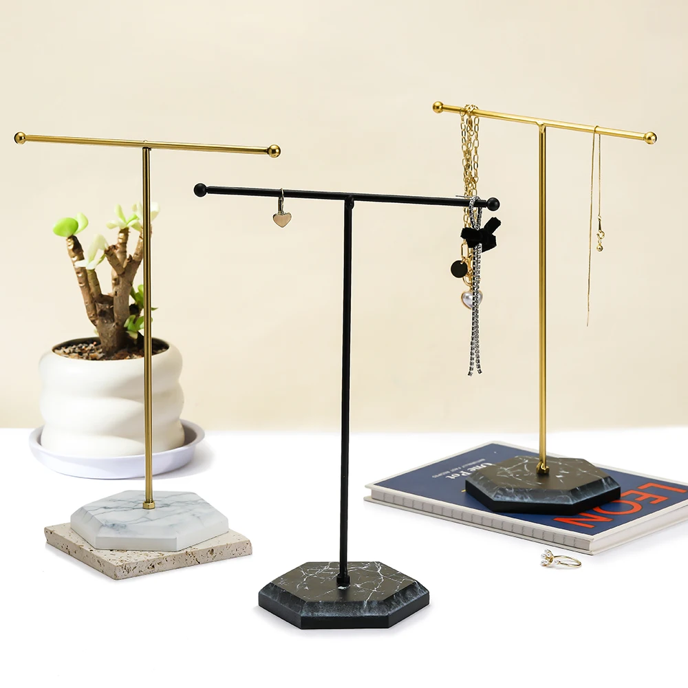 

Newly Metal T-shaped Earrings Jewelry Holder Necklace Display Stand Window Shop Storage Jewelry Ear Studs Hanging Display Stand