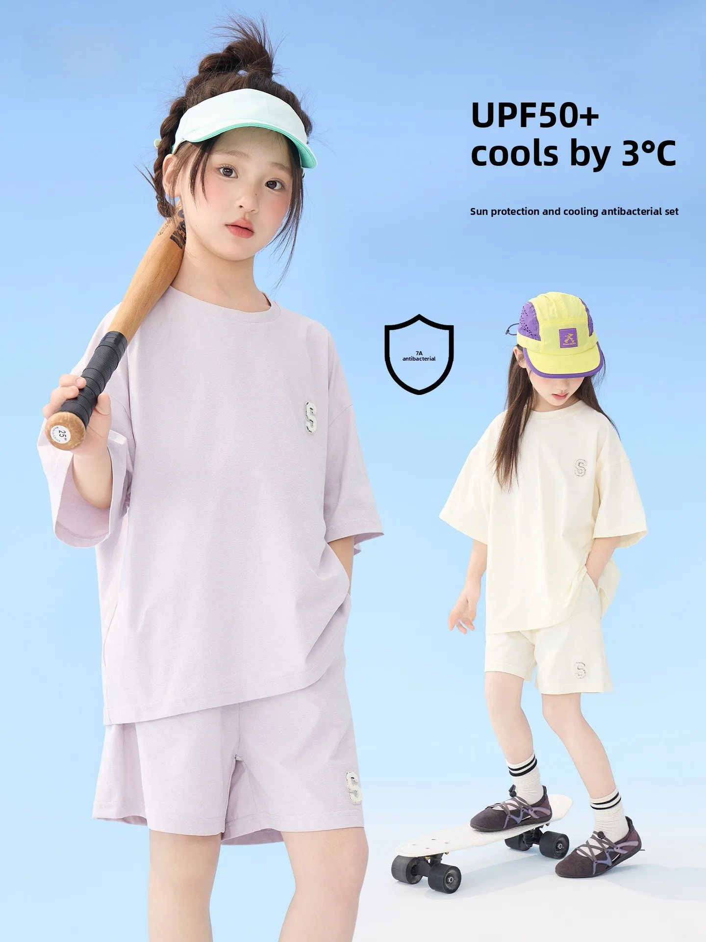 completo-sportivo-estivo-per-ragazze-yojia-maglietta-a-maniche-corte-e-pantaloncini-traspirante-antibatterico-protezione-solare