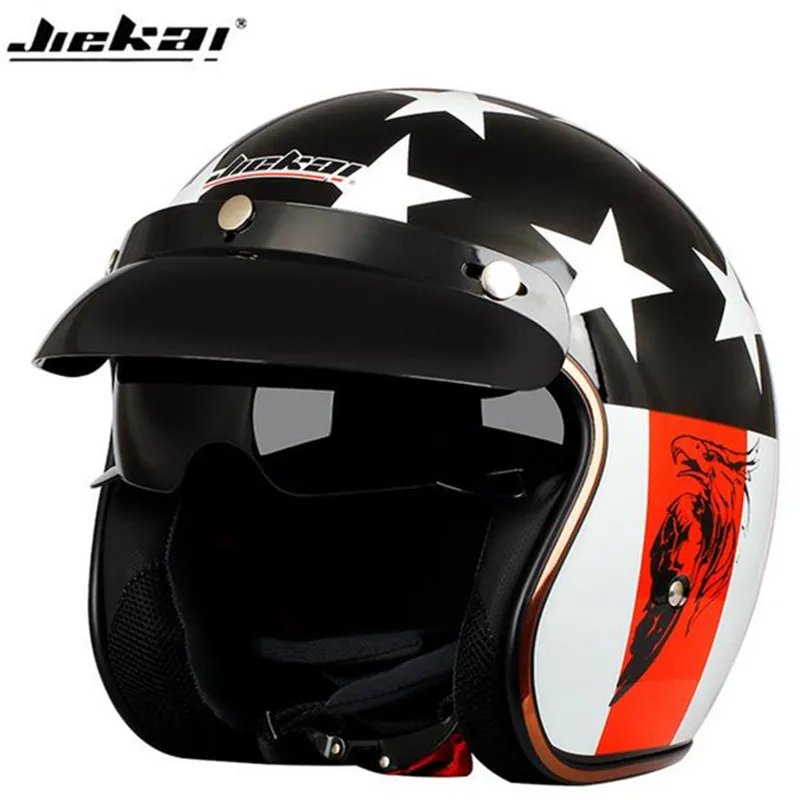 Motorcycle DOT Certified Helmet 3/4 High Quality Chopper Bike Helmet Retro Capacete Casco Motocycle JIEKAI 510