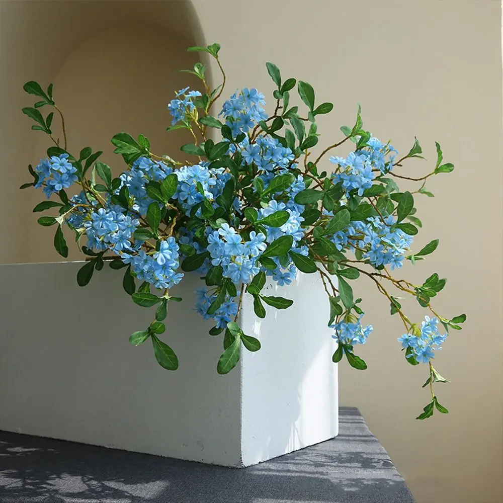 Long Stem Artificial Blue Mist Flower Green Leaf DIY Simulation Mini Hydrangea Handmade Realistic Fake Flowers
