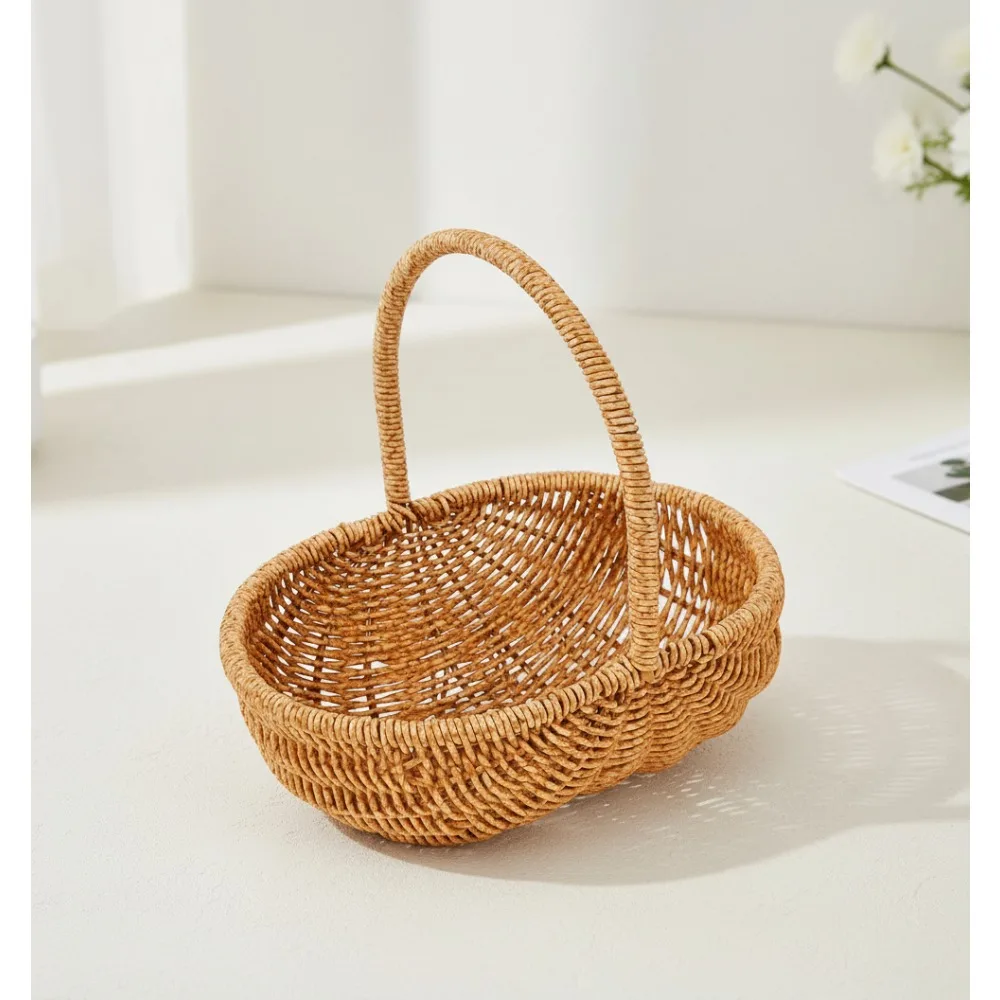 

10x6 Inch Wicker Picnic Basket for Fruits, Vegetables, Snacks - Home Decor & Outdoor Use Storage