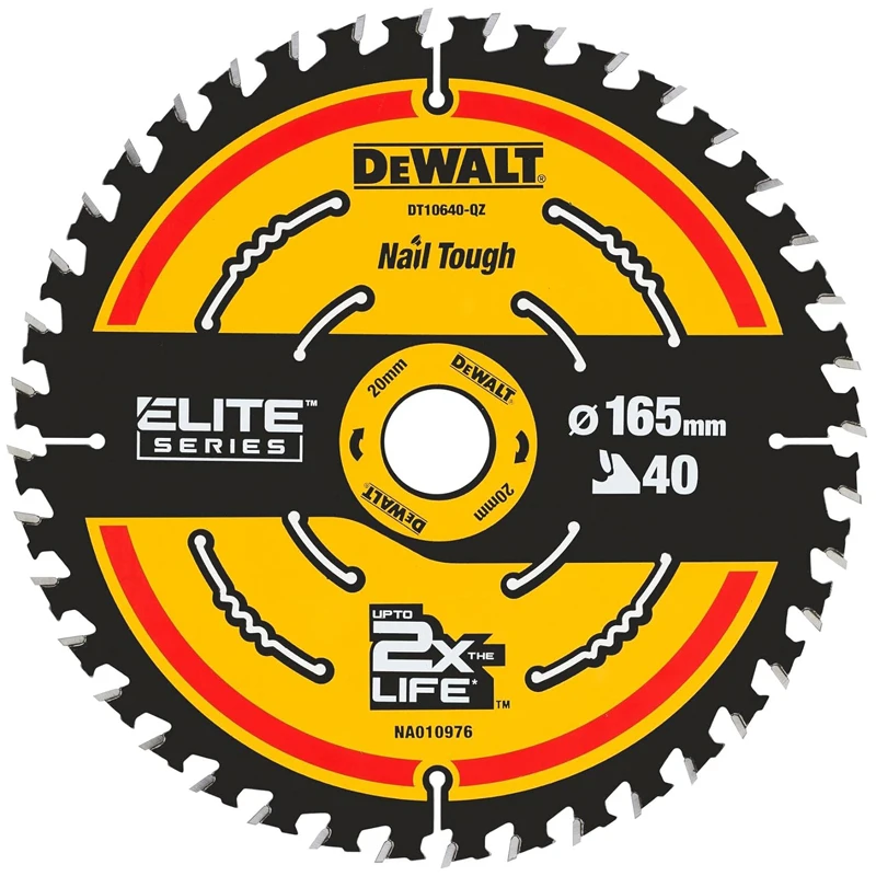 DEWALT DT10640 Circular Saw Blad 2X 165MM*20MM*40T Multifunctional Resistant Carbide Quick Smooth Cutting Disc Tool Accessories