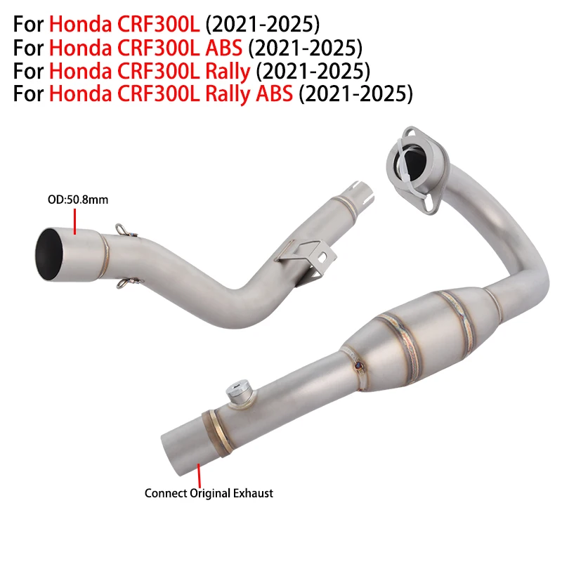 

For Honda CRF 300L CRF300L Rally ABS 2021 - 2025 Motorcycle Exhaust Espace Moto Full System Dirt bike Front Middle Link Pipe