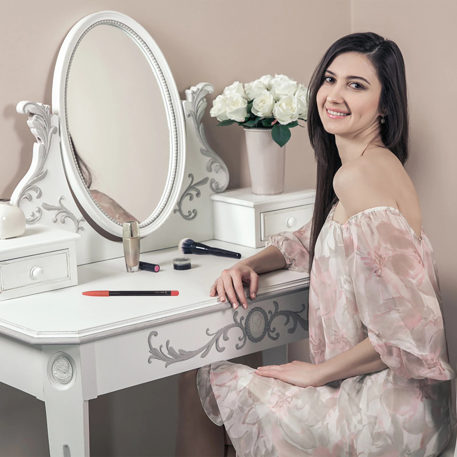 Delineador de lápiz labial, 6 uds., delineador de labios resistente al agua, lápiz de madera Premium, polvo de plástico, boceto, labios claros naturales, líneas suaves, sudor