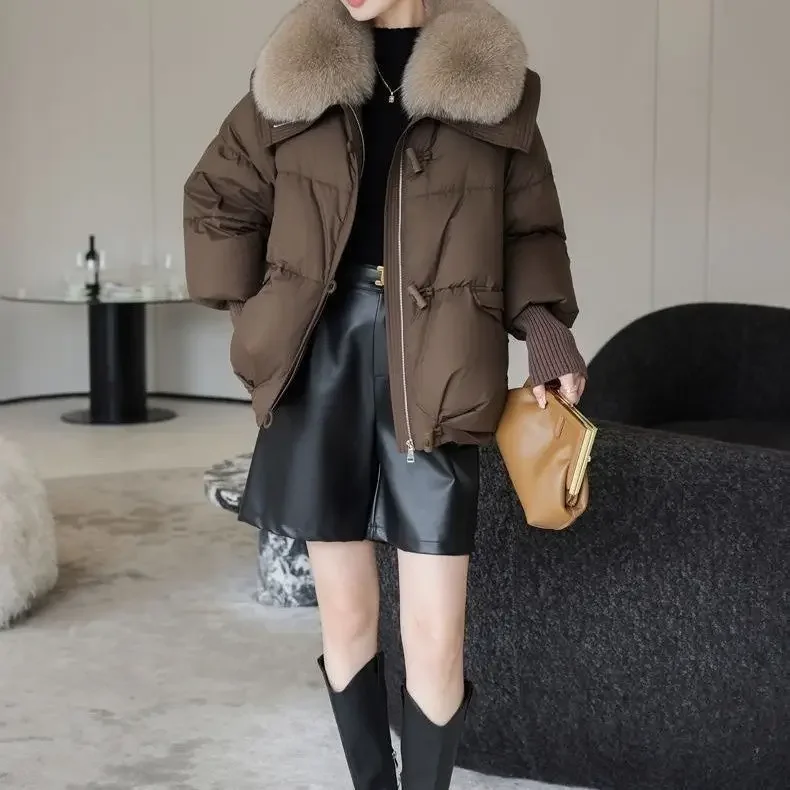 

2025 Autumn/Winter Women's Down Cotton Jacket Loose Commuter Oversized Short Jacket