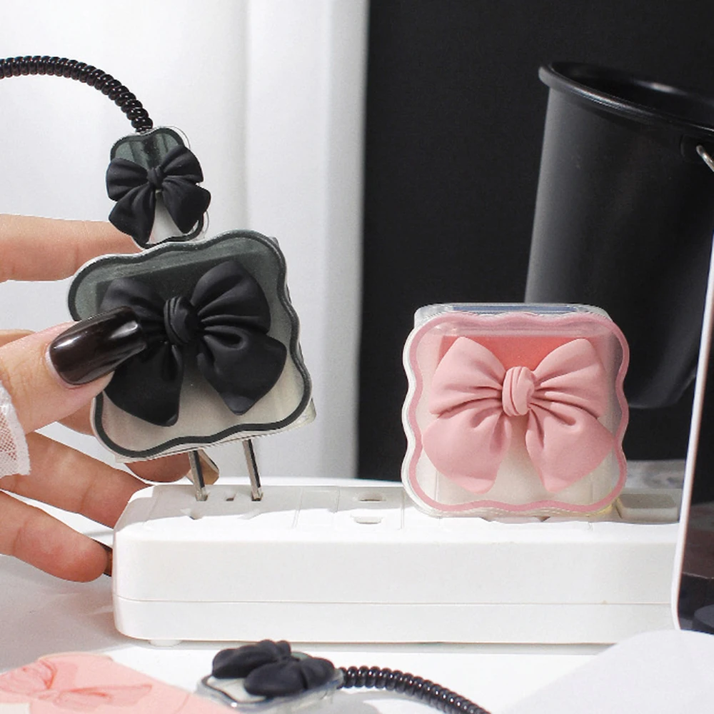 4 in1 شاحن حامي منظم الكابلات آيفون 18 واط 20 واط شاحن الغطاء الواقي نوع C إدارة كبل البيانات الحبل اللفاف عدة