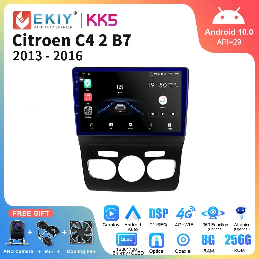 

EKIY KK5 2Din 4G Android Car Radio Stereo Multimedia Video Player For Citroen C4 2 B7 2013 2014 2015 2016 Navigation GPS Carplay