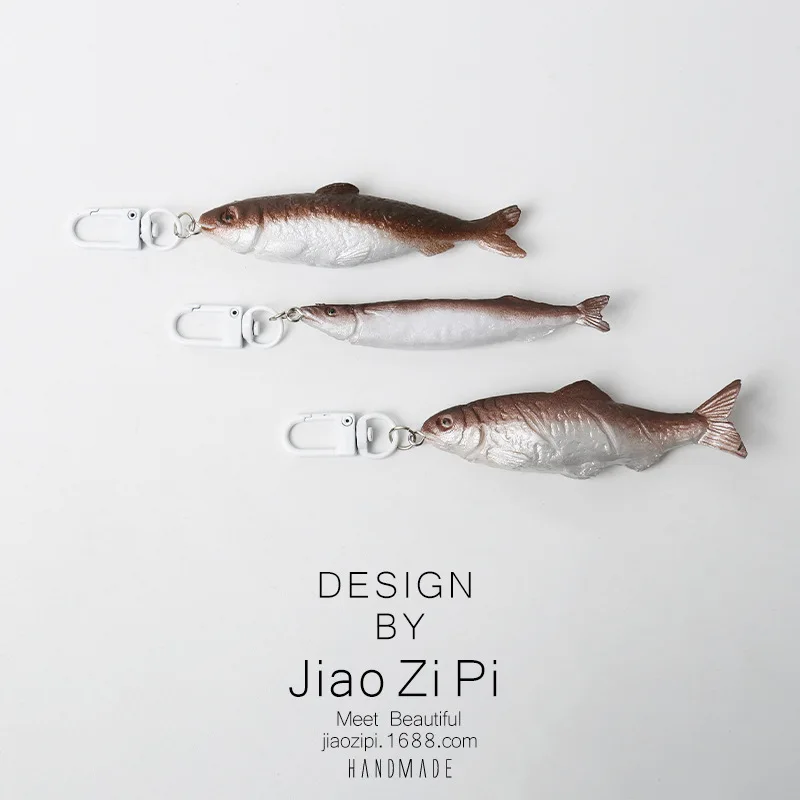 Funny Simulation Salted Fish Keychain Japanese Funny Backpack Pendant Key Chains Realistic Personality Fish Keyring Gifts
