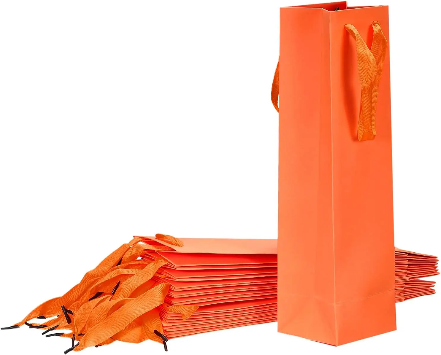 

Оранжевые бумажные пакеты для вина 4x4x14 дюймов - 24 шт. с ручками для свадеб, дней рождения, рождественских вечеринок