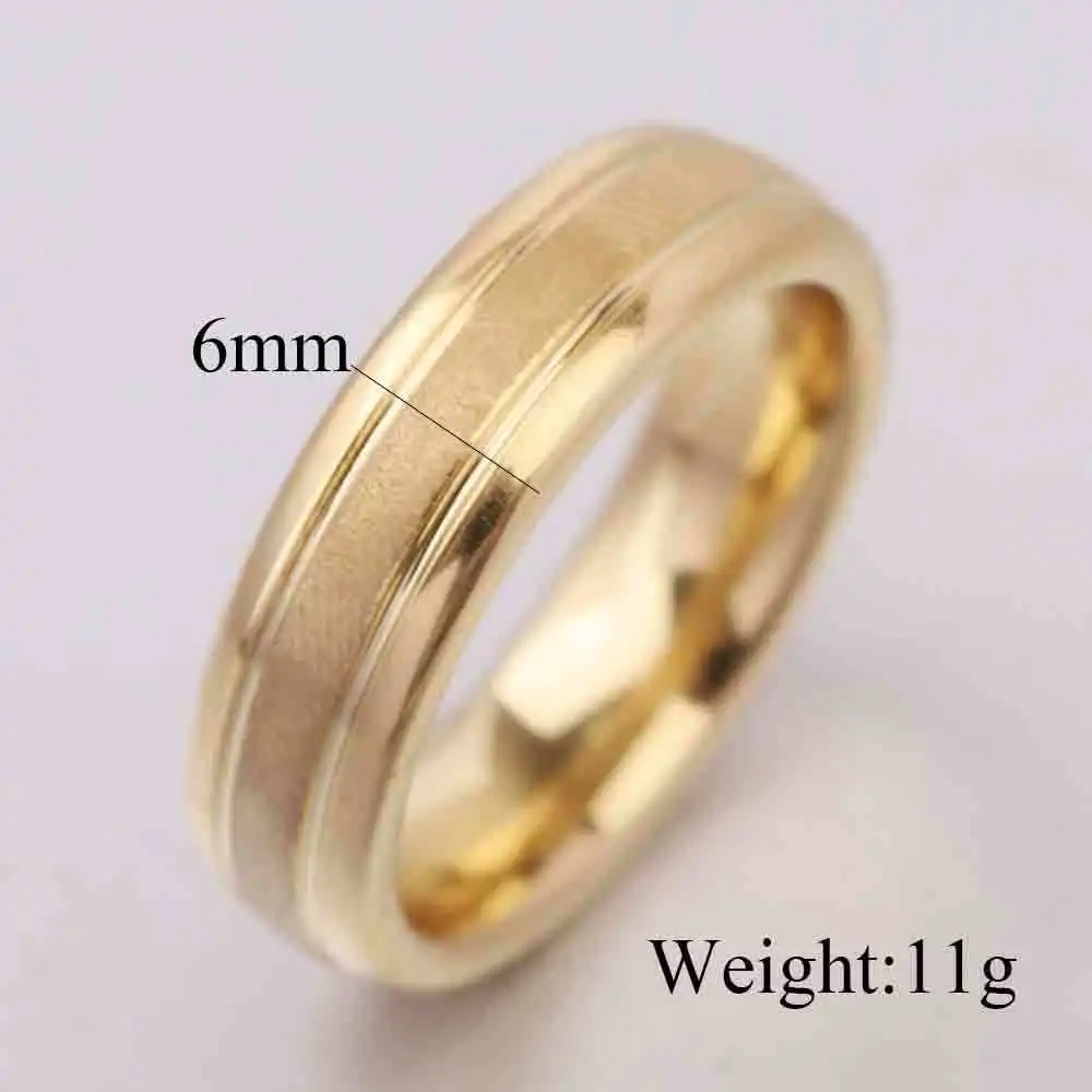 Goldfarbener matter Wolframring für Paare, Herren und Damen, klassischer Ehering, Verlobungsring, 6 mm, besonderes Valentinstagsgeschenk für Liebhaber. – Detail 1