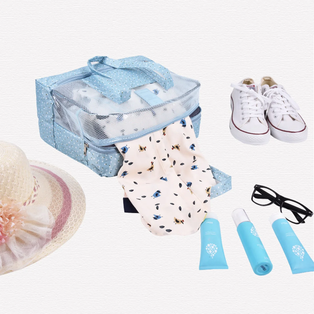 حقيبة حمل مقاومة للماء متعددة الوظائف حقيبة سفر محمولة للسباحة مع حجرة منفصلة للرطوبة للملابس المبللة القابلة للطي #4