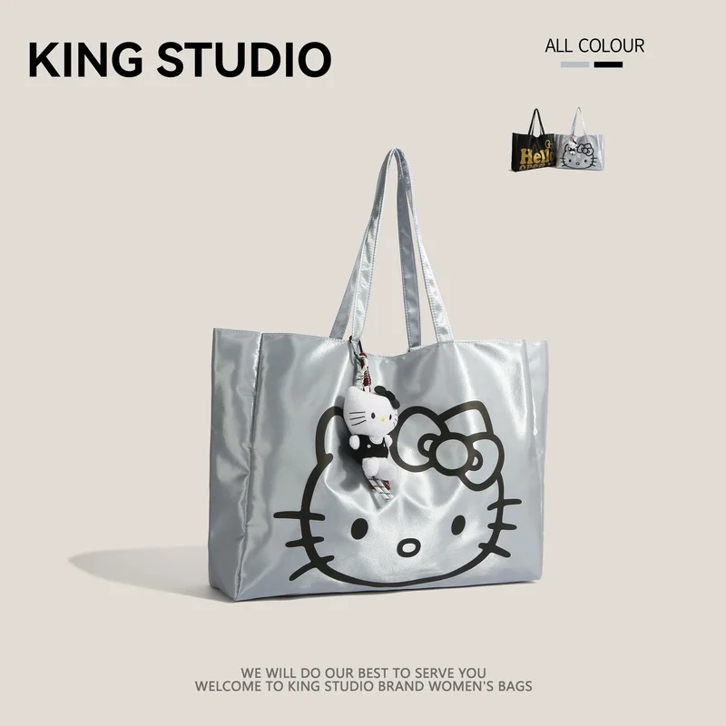 جديد مرحبا كيتي الكرتون حقيبة كتف لطيف حقيبة كروسبودي فتاة طالب حقيبة قماش قنب حار سعة كبيرة حقيبة تسوق حقيبة مدرسية