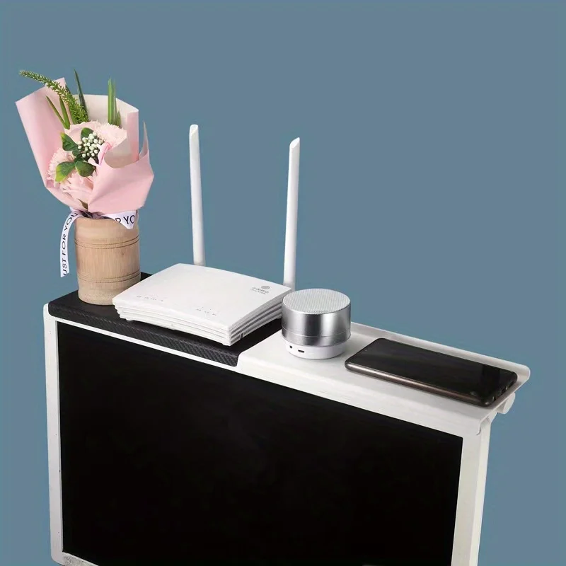 1Pc Adjustable Tilt Head TV Stand Shelf, Plastic Top Mount Organizer for Media Box & Router, No Electricity Required