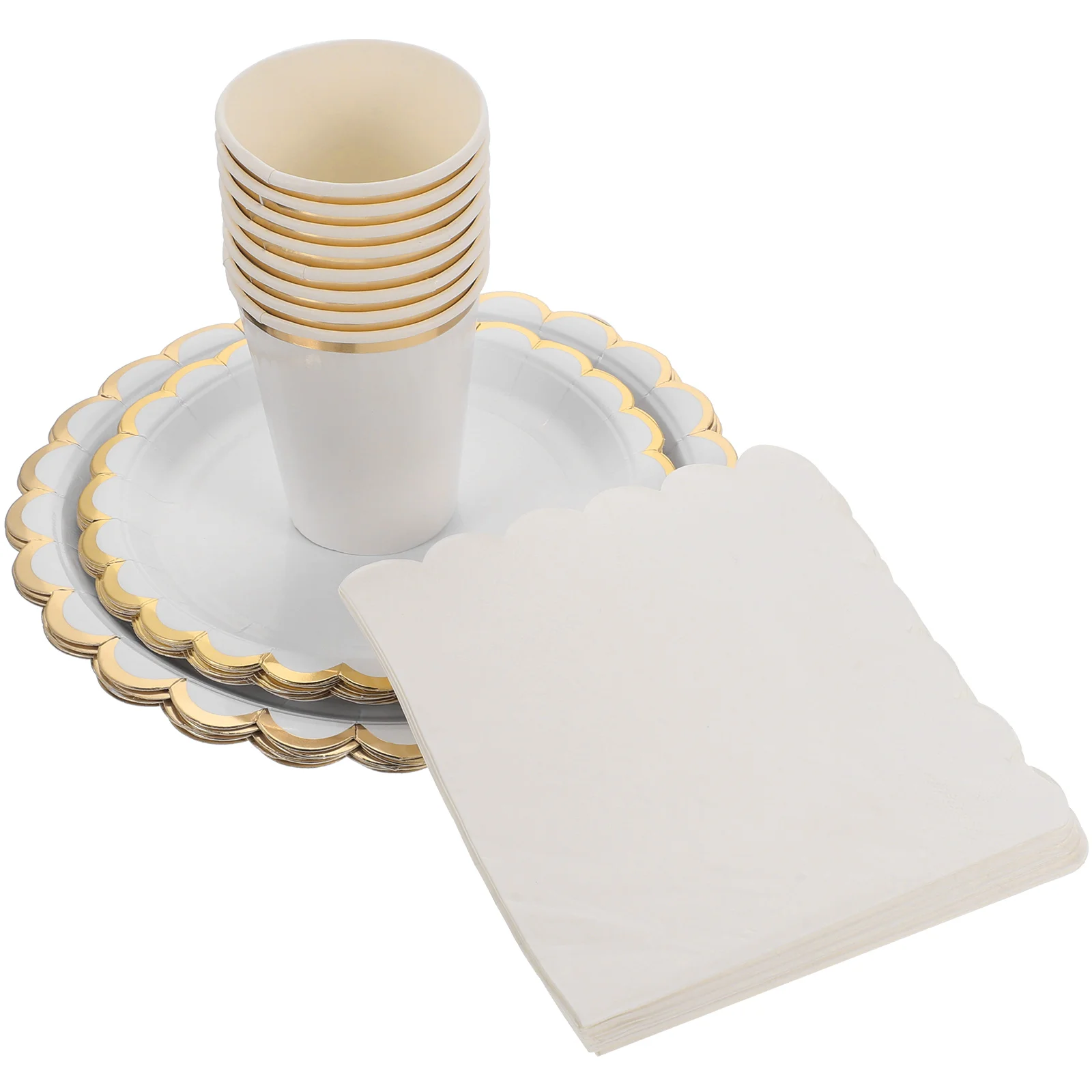 

Disposable Dinnerware Set White Paper Plates Cups Kit Birthday Party Supplies Child Use Household Tableware Bright Color