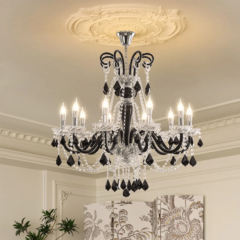 

/Retro black crystal lamp candle main lamp home decor loft decoration