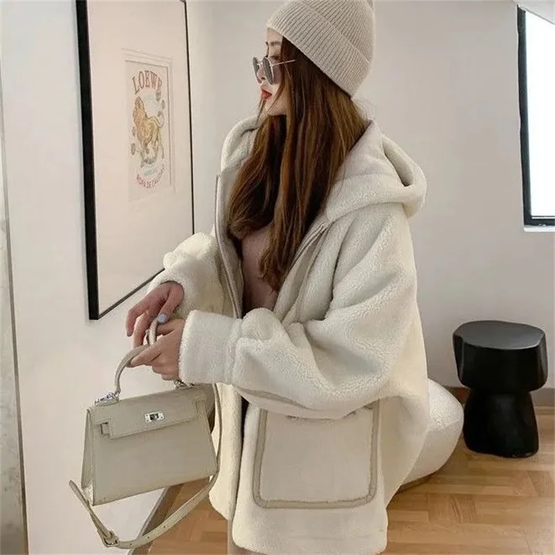 2023 Spring Autumn Lamb Wool Coat Women's Mid length Korean version Thickened Sheep Shearing Coat Leather Wool One Piece Coat