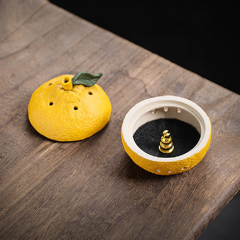 Ceramic fruit shaped incense burners and portable gourd incense burners, meditation yoga home decoration incense burners