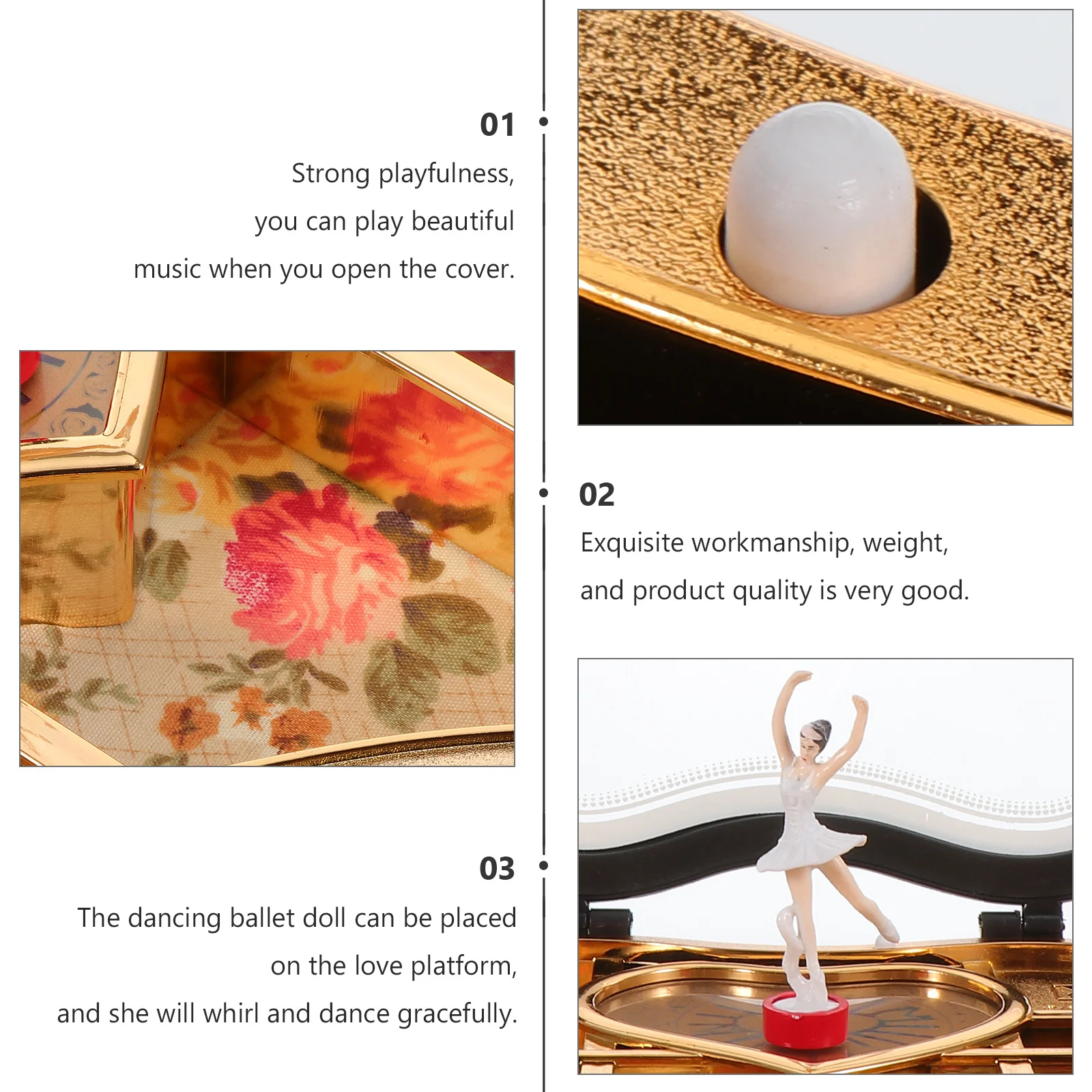 

Heart-Shaped Music Box Dancing Rotating Ballerina Jewelry Storage Decorative Gift For Women Valentine Party