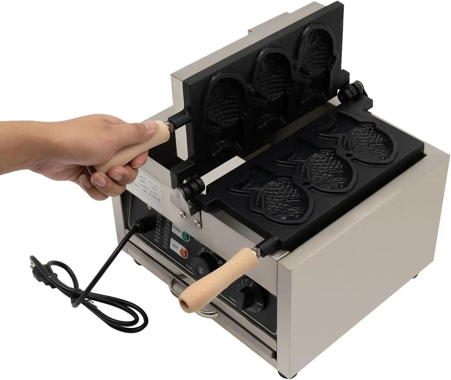 Commercial Electric Waffle Maker, Nonstick 3 Pcs Fish Type Waffle Machine, Japanese Taiyaki Making Machine