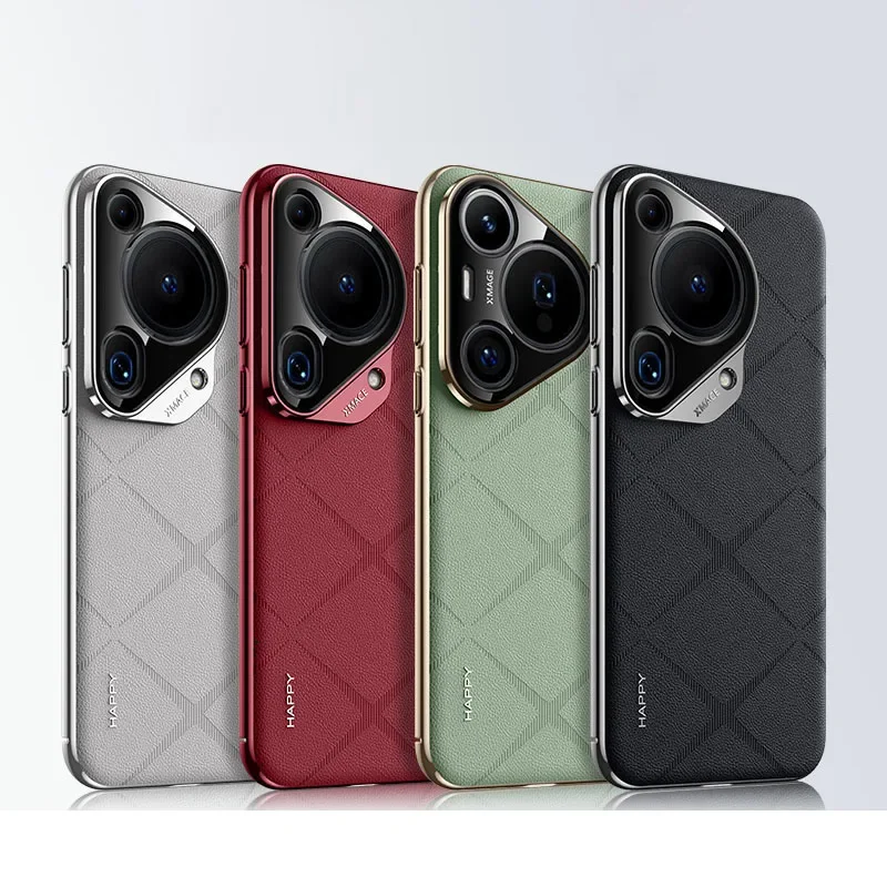 

Leather Phone Case for Huawei Pura 80 Pro 70 Ultra P60 Art Camera Lens Ptotect Shockproof Hard Plating PC Back Cover Cases