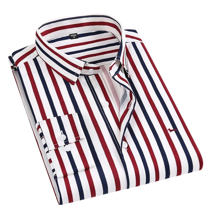 New Spring Autumn Men Casual Striped Cotton Bamboo Fiber Long Sleeve Harmont Male Blouse Slim Fit Asia Size Blaine Shirts