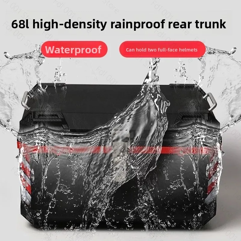 68L Universal Motorcycle Top Case Waterproof Large Capacity Storage Box for Electric