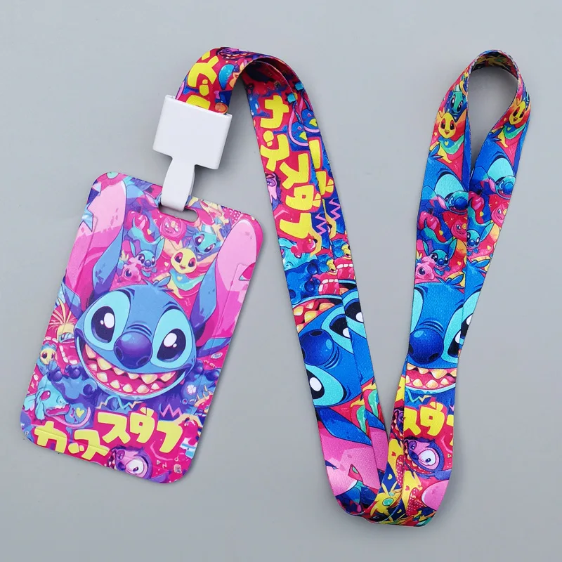 جديد ديزني غرزة حامل بطاقة لطيف الكرتون حافلة غطاء بطاقة معلقة الرقبة حبل طالب وجبة بطاقة الحرم الجامعي بطاقة فتاة هدية #1