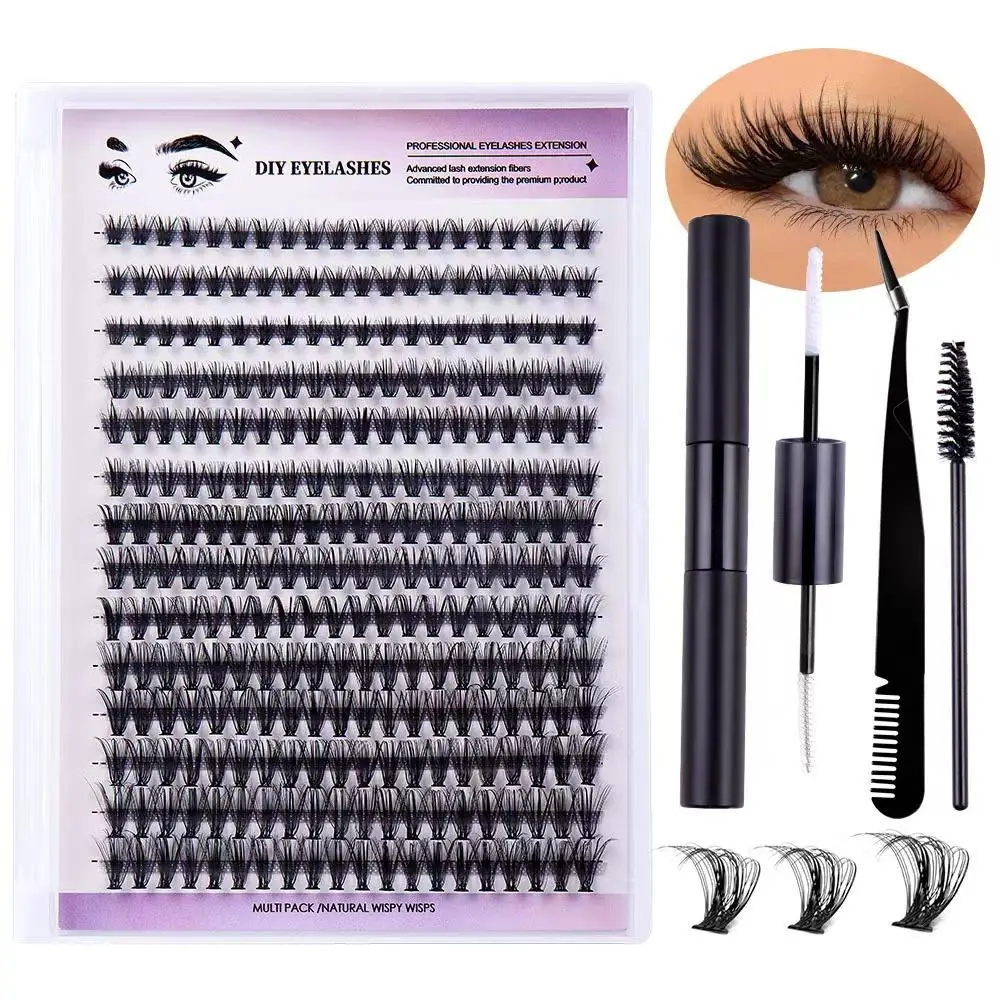 DIY Wimpernverlängerungs-Kit 320 Stück individuelles Wimpernverlängerungs-Kit Cluster-Wimpern-Kit Wimpern kleber entferner für Wimpern verlängerungen