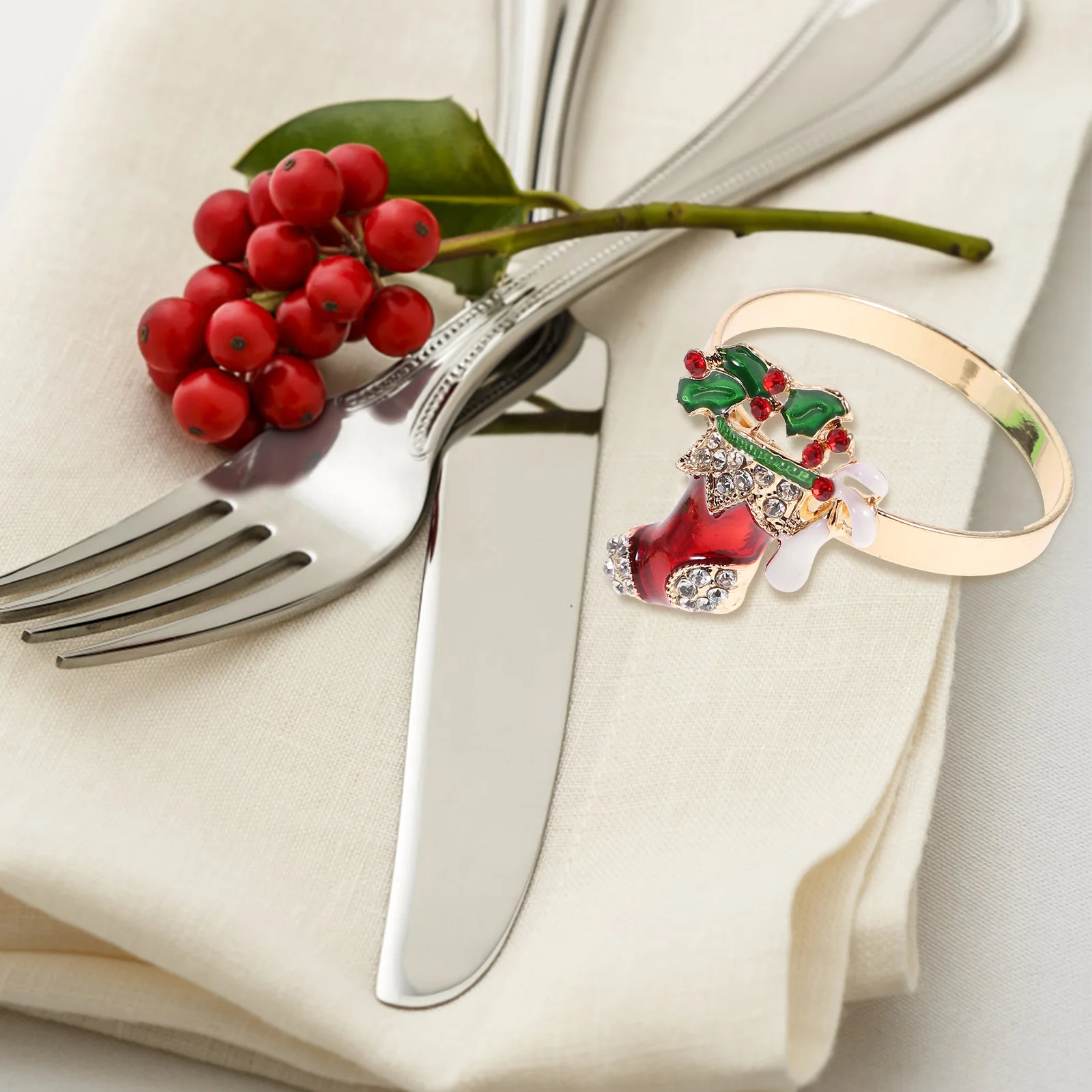 

Christmas Napkin Buckles Ring Dinner Table Decor Jesus Alloy Banquet Gold Rings