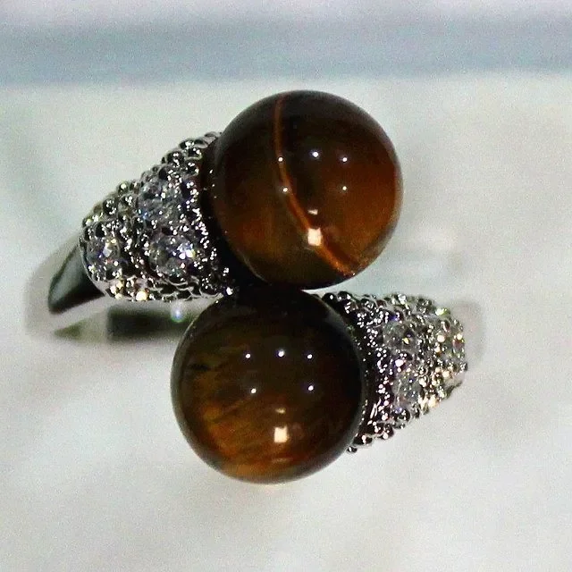 

Natural charming 8mm tiger eye stone ring P(#6 7 8 9) Genuine Handmade Women Gift