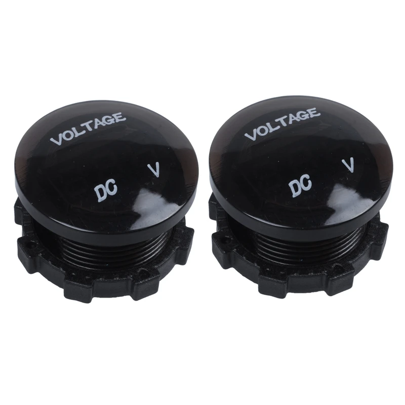 Top Deals 2X 12V-24V DC Voltmeter Car Monitor Motorcycle LED Red Waterproof Voltmeter Black