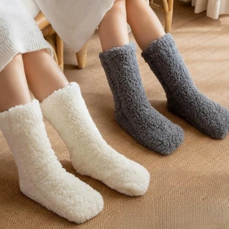 Thickened Winter Women Thermal Cashmere Socks Floor Socks Women's Carpet Home Plus Socks Velvet Sleep Socks Slippers Leg Cover