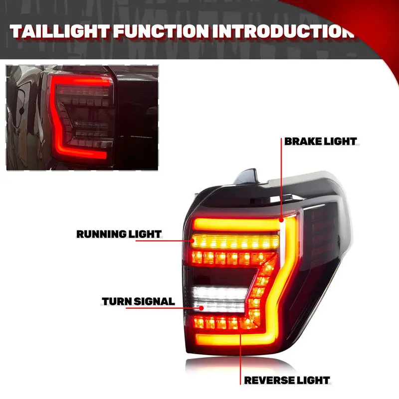 LED Pair Taillights For Toyota 4Runner 4 Runner 5th Gen 2010 2011 2012 - 2023 N280 Taillamps Rearview Tail Light Rear Brake Lamp