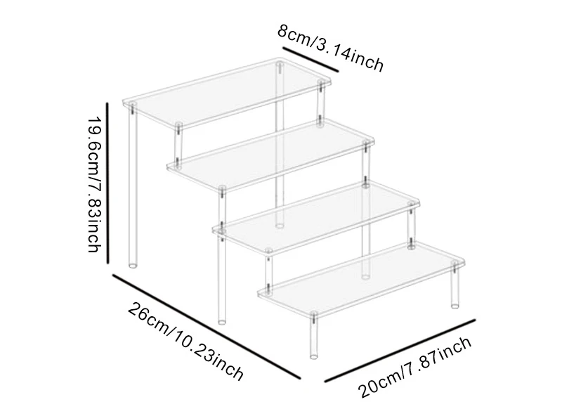 1-4 Tier Acryl Display Stand Duurzaam Display Rack Voor Cupcake Parfum Pop Transparante Trapeziumvormige Blind Box Opslag Plank