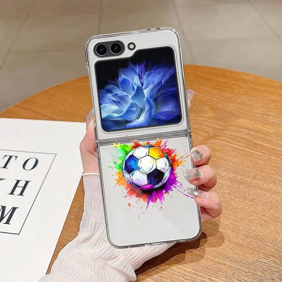 Phone Cover Case for Samsung Galaxy Z Flip 8 Flip4 Flip5 Flip7 FE Flip3 Flip6 Z Flip 7 6 5 4 3 Watercolor Soccer Ball