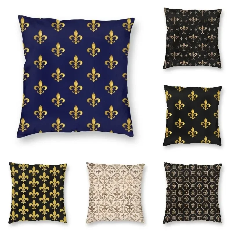 Fashion Luxury Florence Royal Fleur De Lis Lily Flower Cushion Cover Ancient Symbol Throw Pillow Case Sofa Pillowcase Home Decor