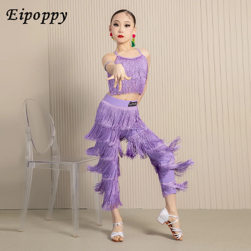 

Girls Latin Dance Performance Costume Sparkling Sequin Skirt And Blouse Set for Kids Youth Stage Competition Outfit