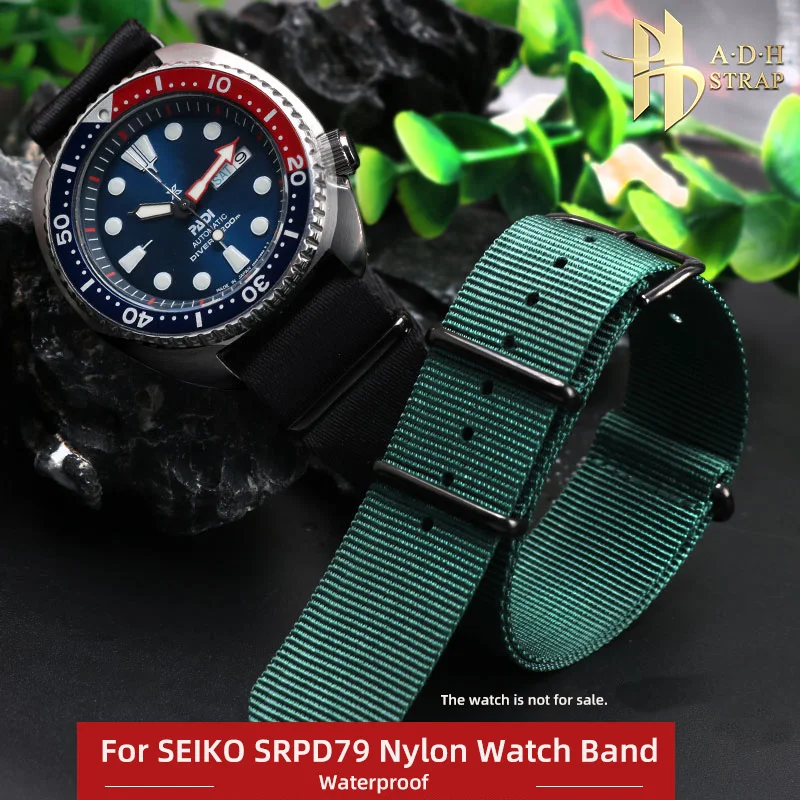 Integrated Waterproof Nylon Watch Strap For Seiko No.5 Black Green Water Ghost SRPD79K1 SRPD77K1 SRPJ37K1 Watch Band 22mm Belt