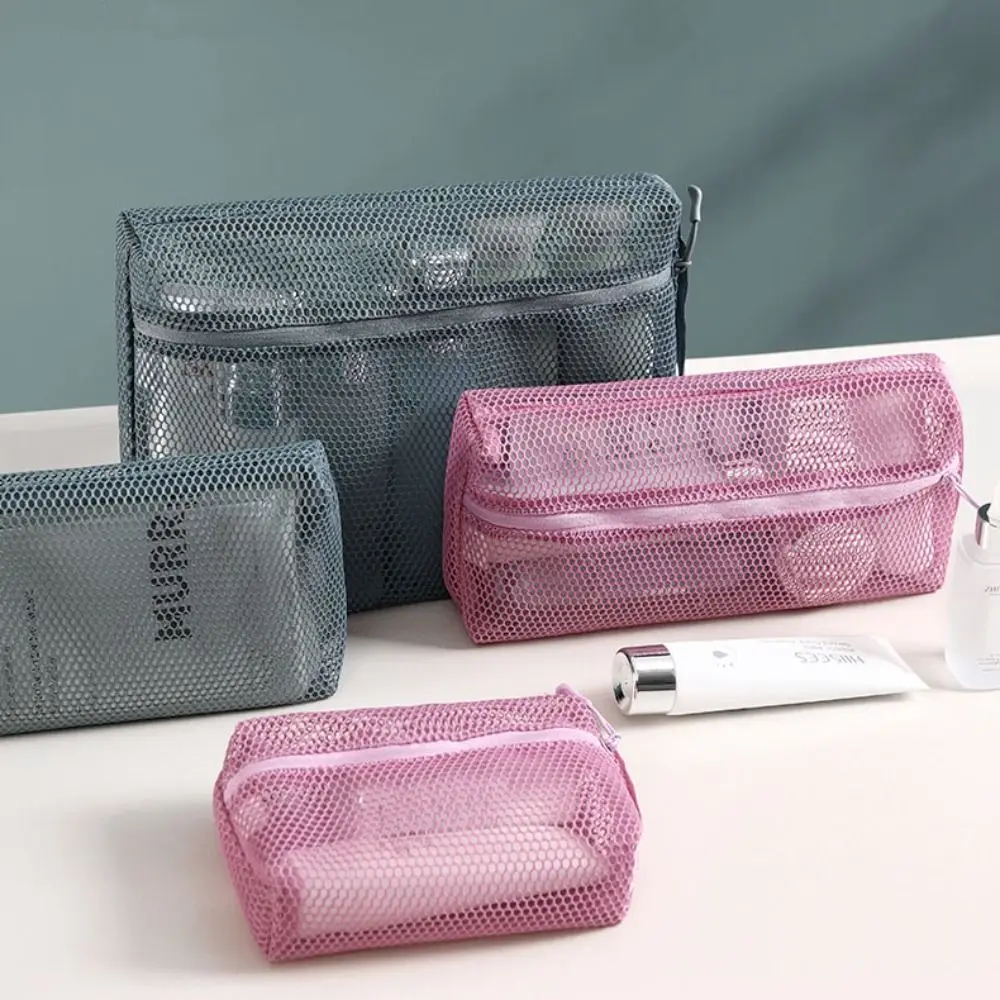

Fashion Zipper Mesh Makeup Bag Lipstick Bag Wash Pouch Mesh Cosmetic Bag Lightweight Organizer Case Storage Toiletry Bag Unisex