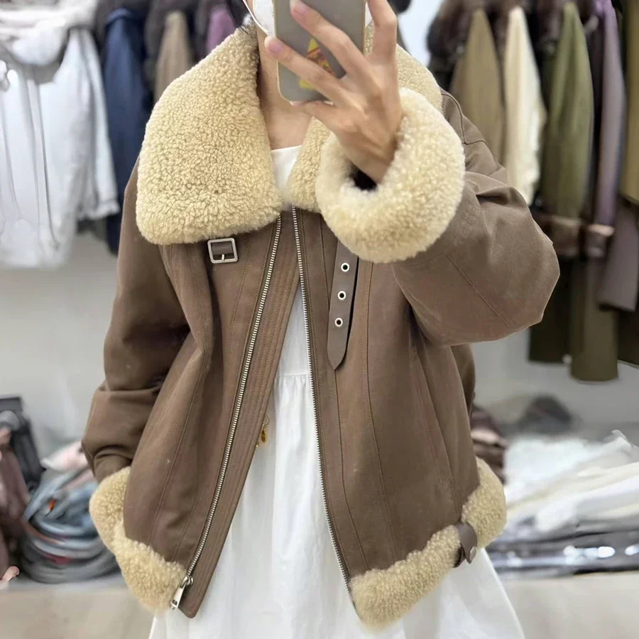 

Real Lamb Fur Jacket Women's Down Jacket With Fur Collar Cuffs Short Down Coat With Fur High Quality Black Natural Fur Jacket