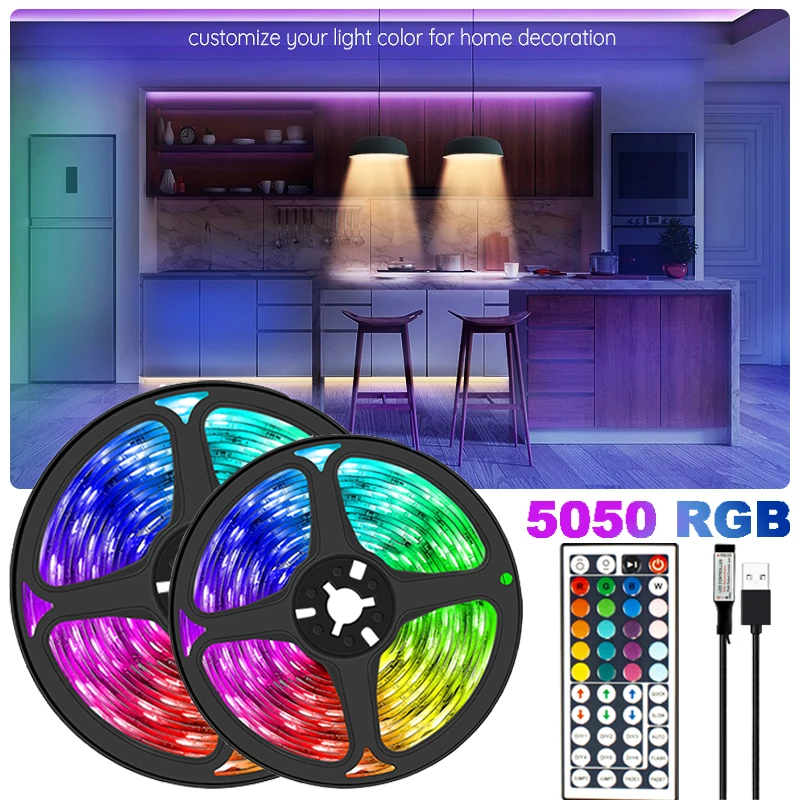 Infrared Control LED Strip Lights DC5V Room Decor Neon Ice Lights SMD5050 Tape for TV Background USB LED Lights with 44 Keys