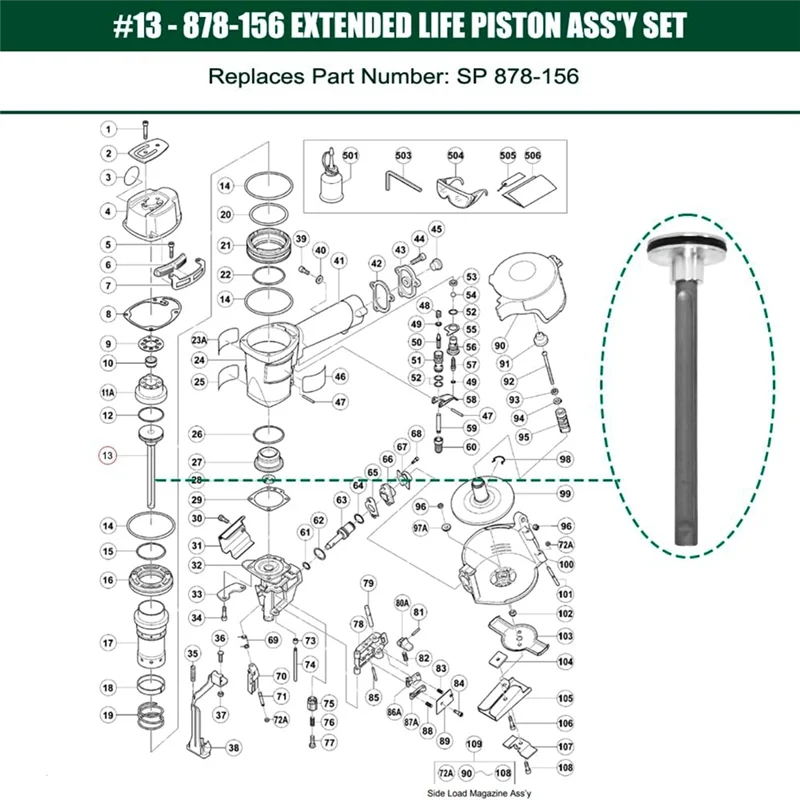 AAAC-878-156 Gruppo driver pistone aftermarket per Hitachi-NV45AB, NV45AB2, NV45AB2M, NV45AB2(S), confezione da 2