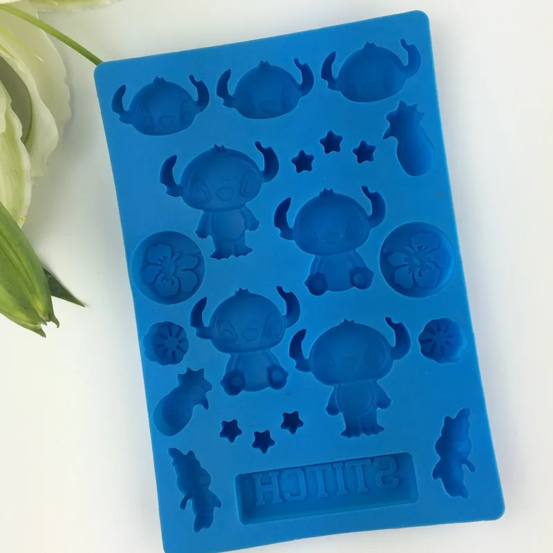 Anime Disney Stitch 3D Silicone Ice Cube Tray Figure Cake Mold Chocolate Candy Molds DIY Birthday Cake Decorating kids Gifts Toy