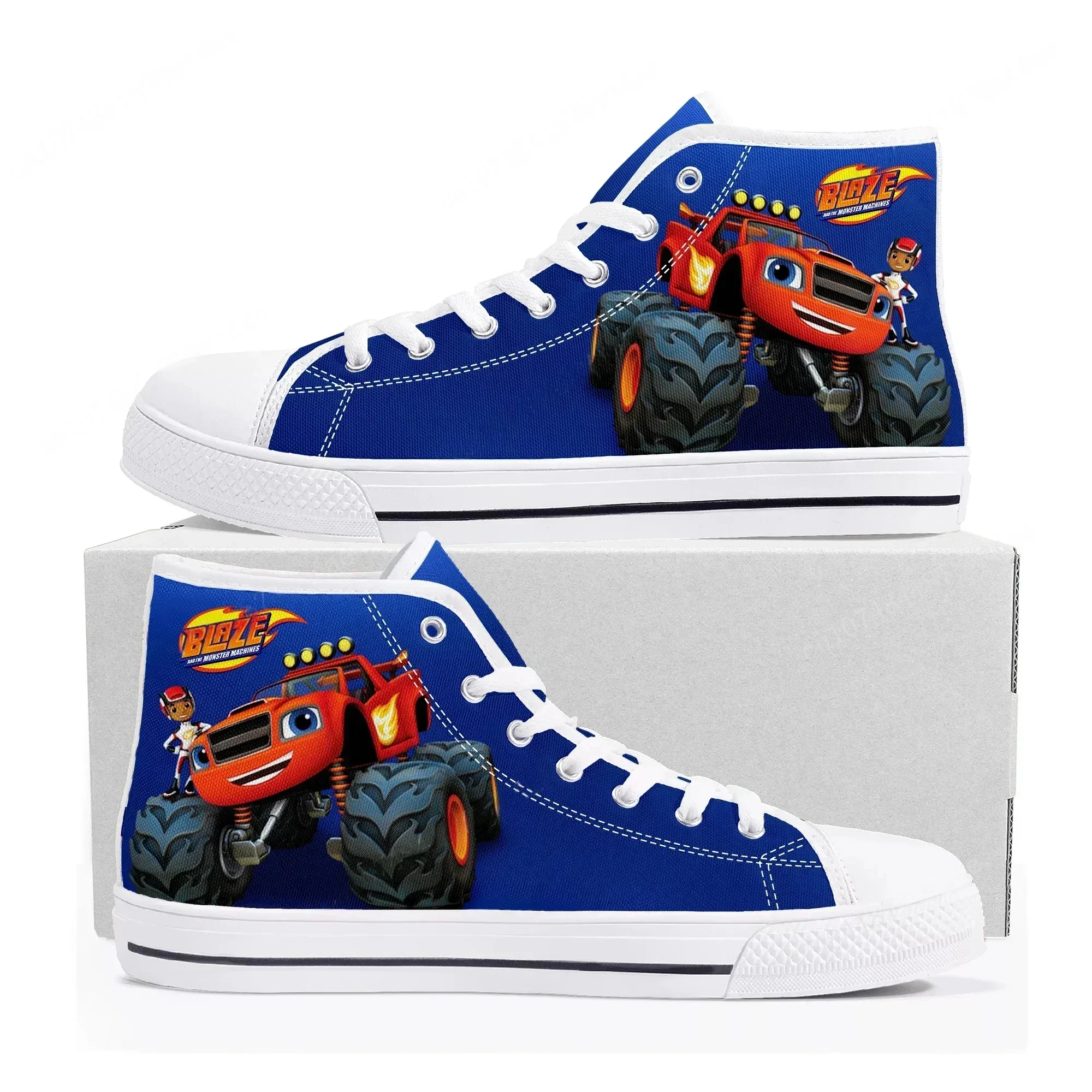 Blaze And The Monster Machines High Top Sneakers Mens Womens High Quality Canvas Sneaker Comics Couple Customized Shoes