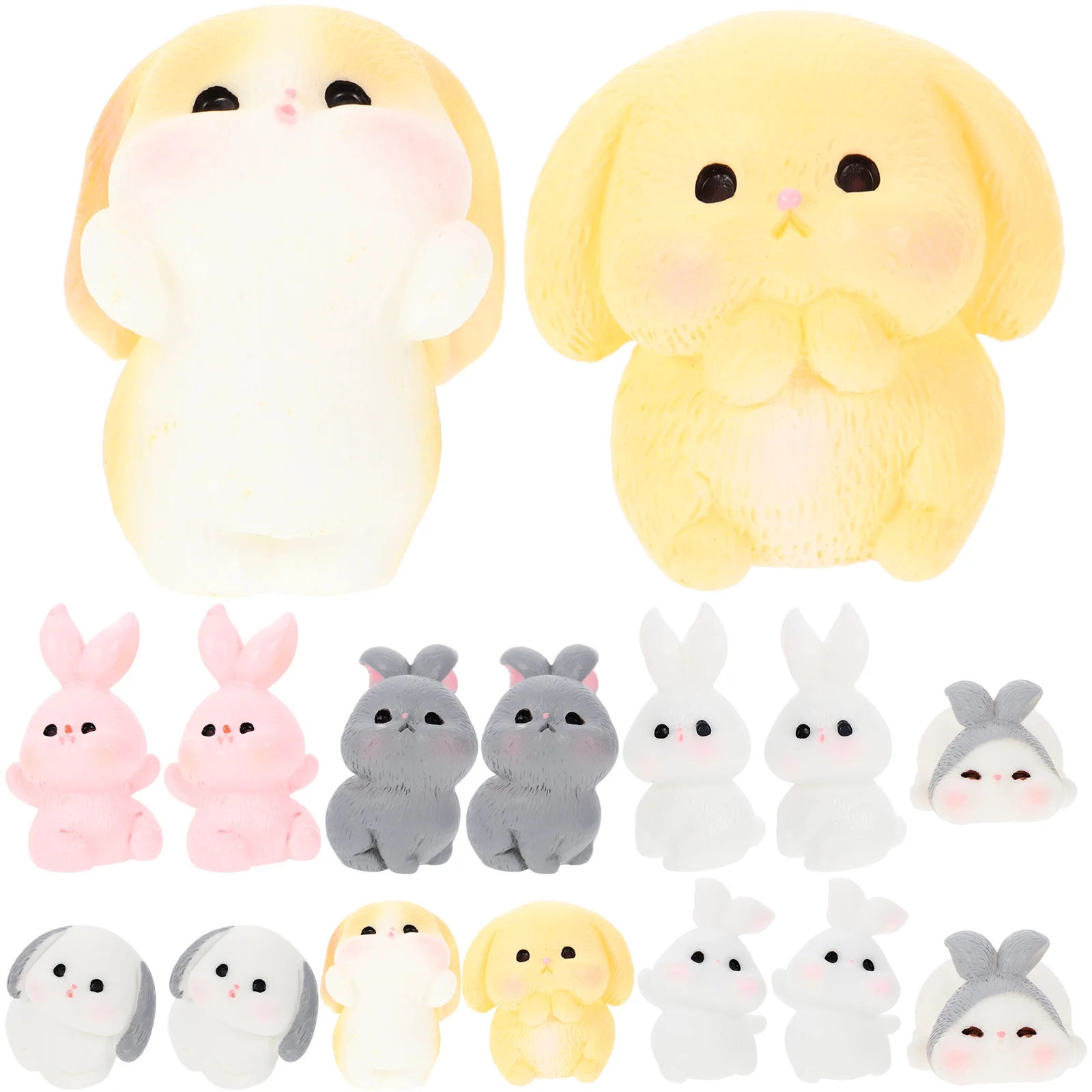 

16Pcs Cute Resin Bunny Garden Decor Lightweight Miniature Rabbit Ornaments for Succulent Bonsai Micro Landscape Accessories