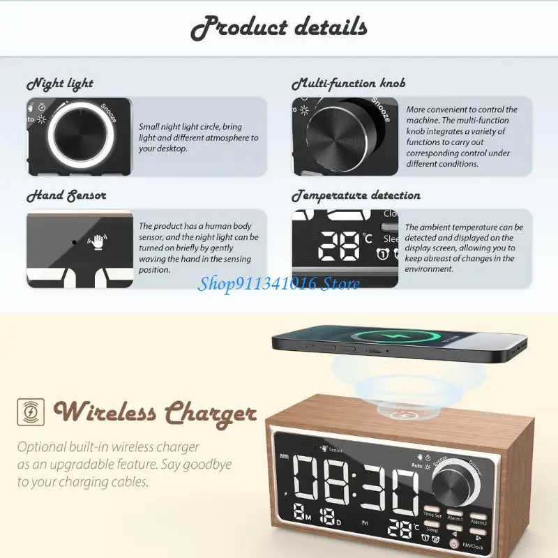 ساعة رقمية ABS أنيقة ومحاضرة متكاملة لغرفة المعيشة #3