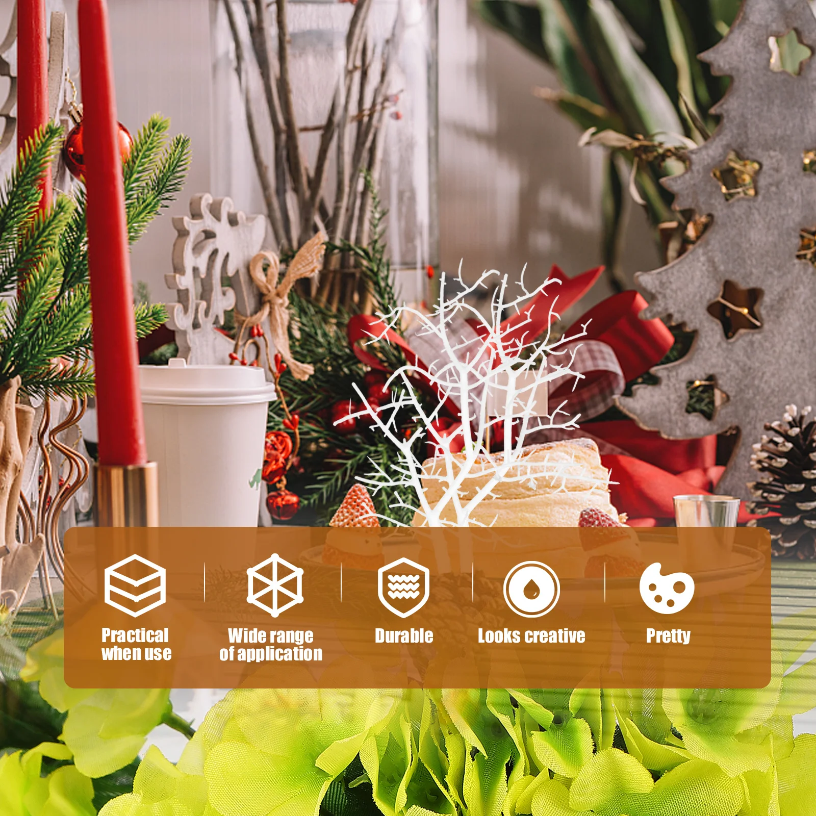 

6pcs Artificial Tree Branches Fake Dried Plastic Twigs For Home Office Decor Vase Filling Diy Craft Decoration Simulation Plant