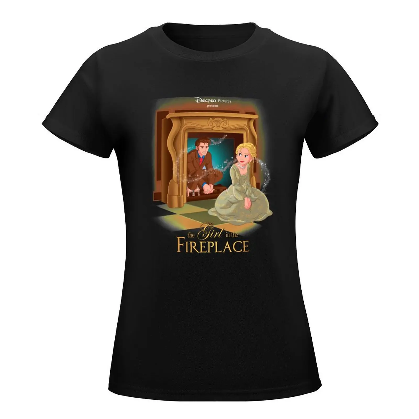 The Girl In The Fireplace T-Shirt female funny Short sleeve tee spring clothes Women 2024