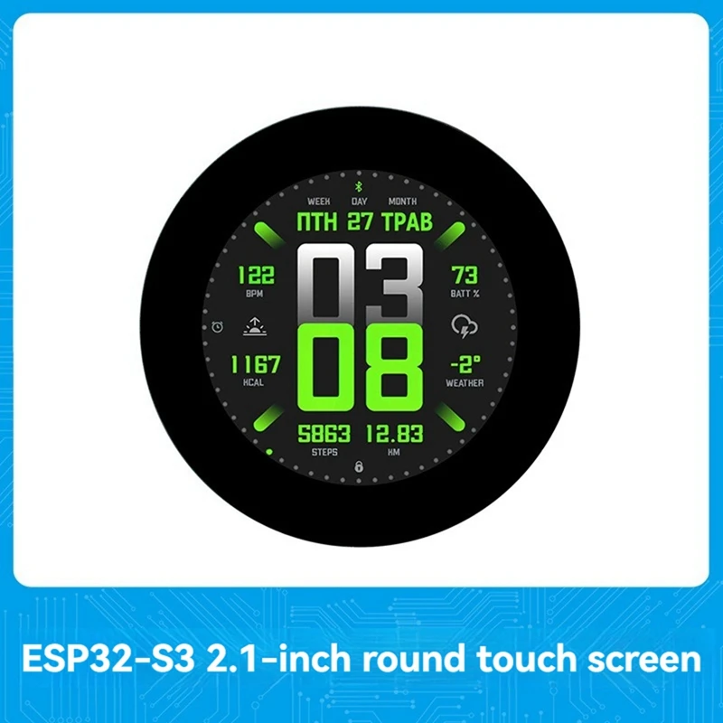 ESP32 S3 Development Board With 2.1Inch LCD Round Touch Display Support Wifi Bluetooth For HMI LVGL GUI Development